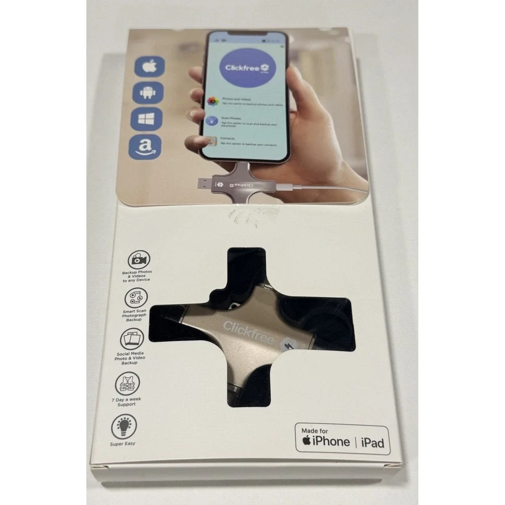 New Clickfree Ultra 256GB Universal Photo & Video Backup Device iPhone & Android